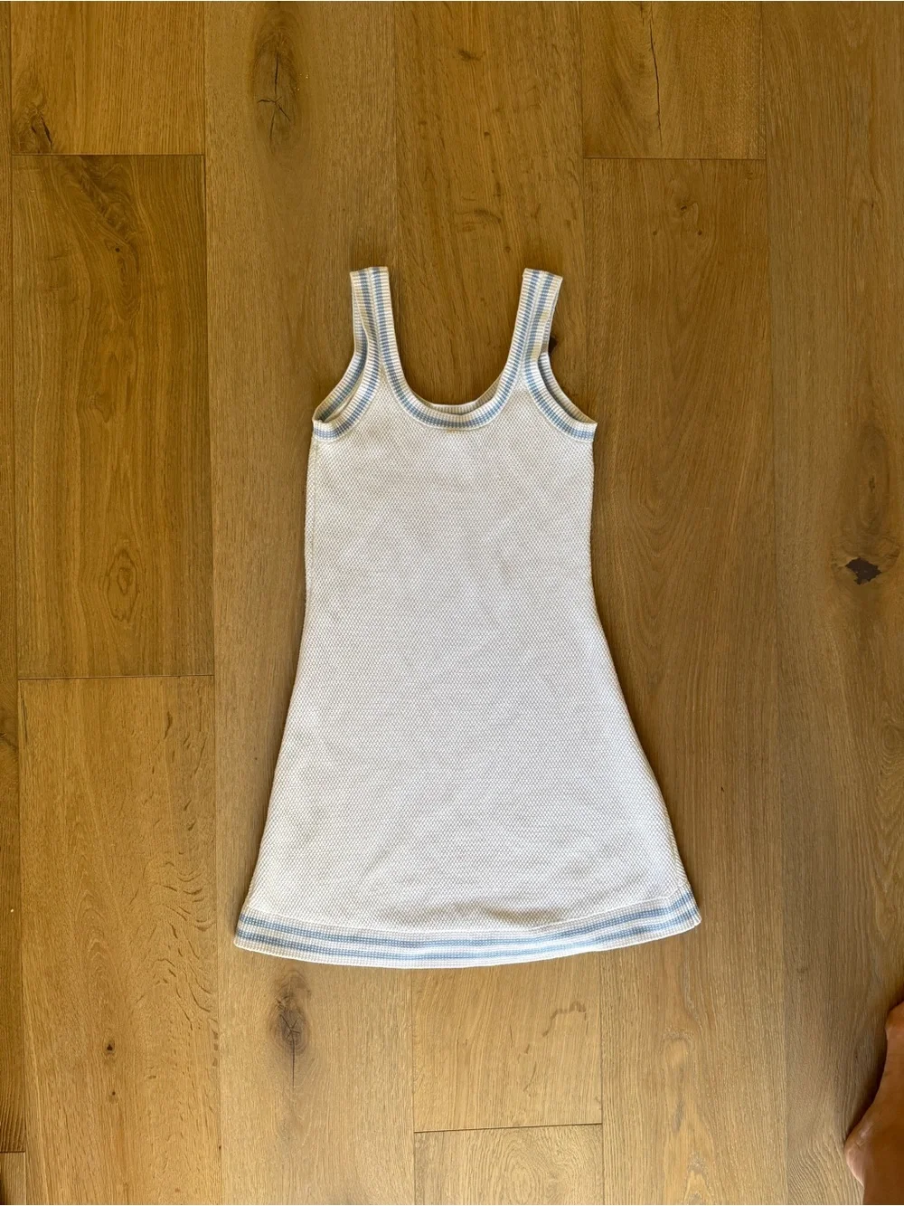 Alo Yoga White Seashell Blue Sweater Dress